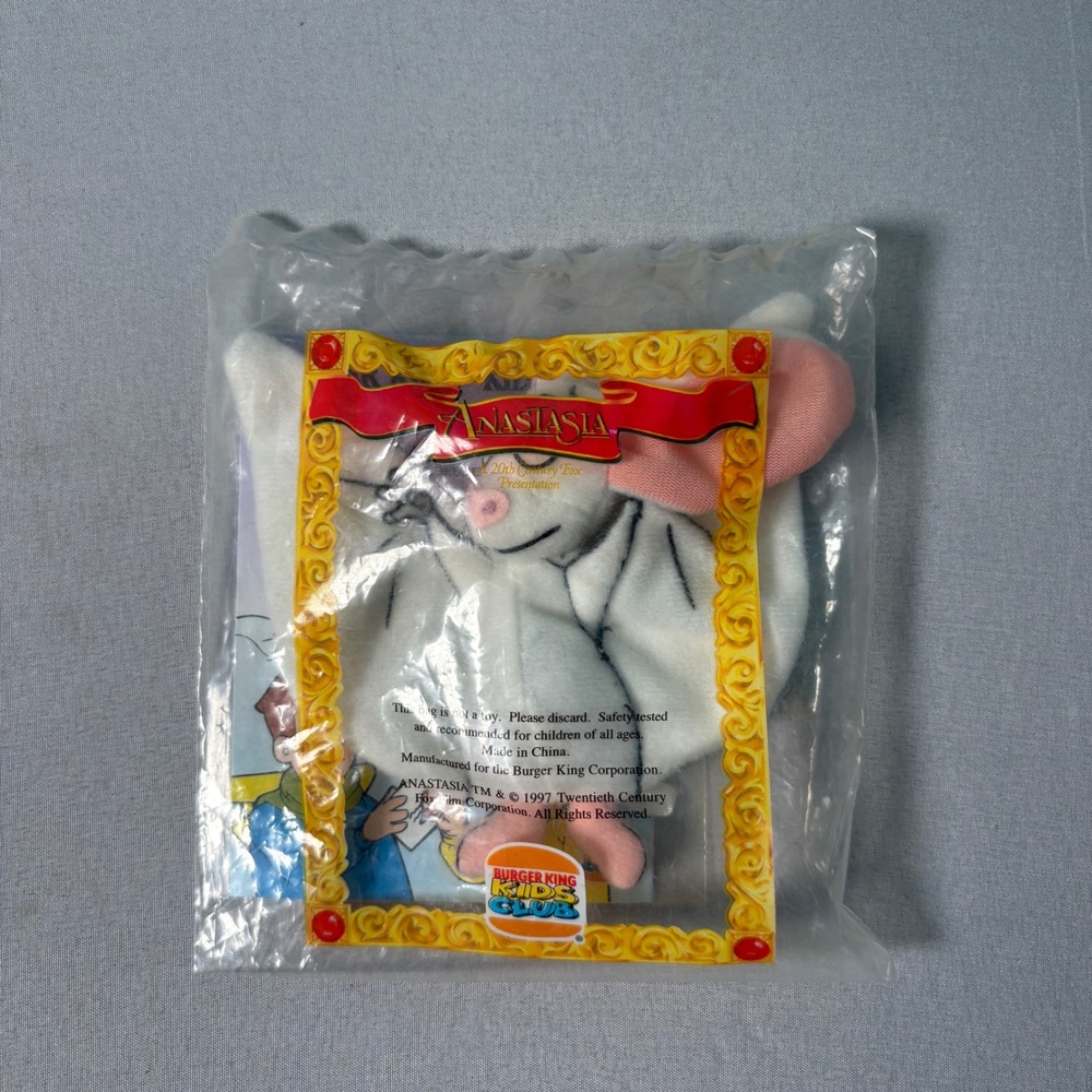 Vintage 1997 Anastasia Bartok Bat Plush Burger King Kids Club Toy New In Bag
